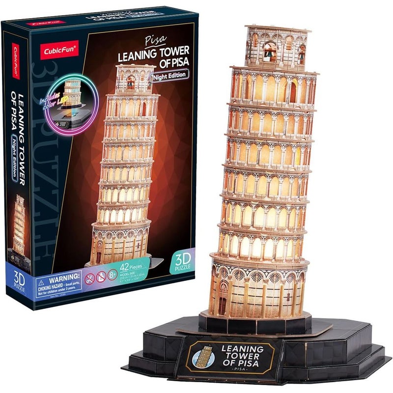 CubicFun Cubic Fun - Leaning Tower of Pisa Night Edition 3D Led Puzzle 42 Pieces - L535h - Image 2